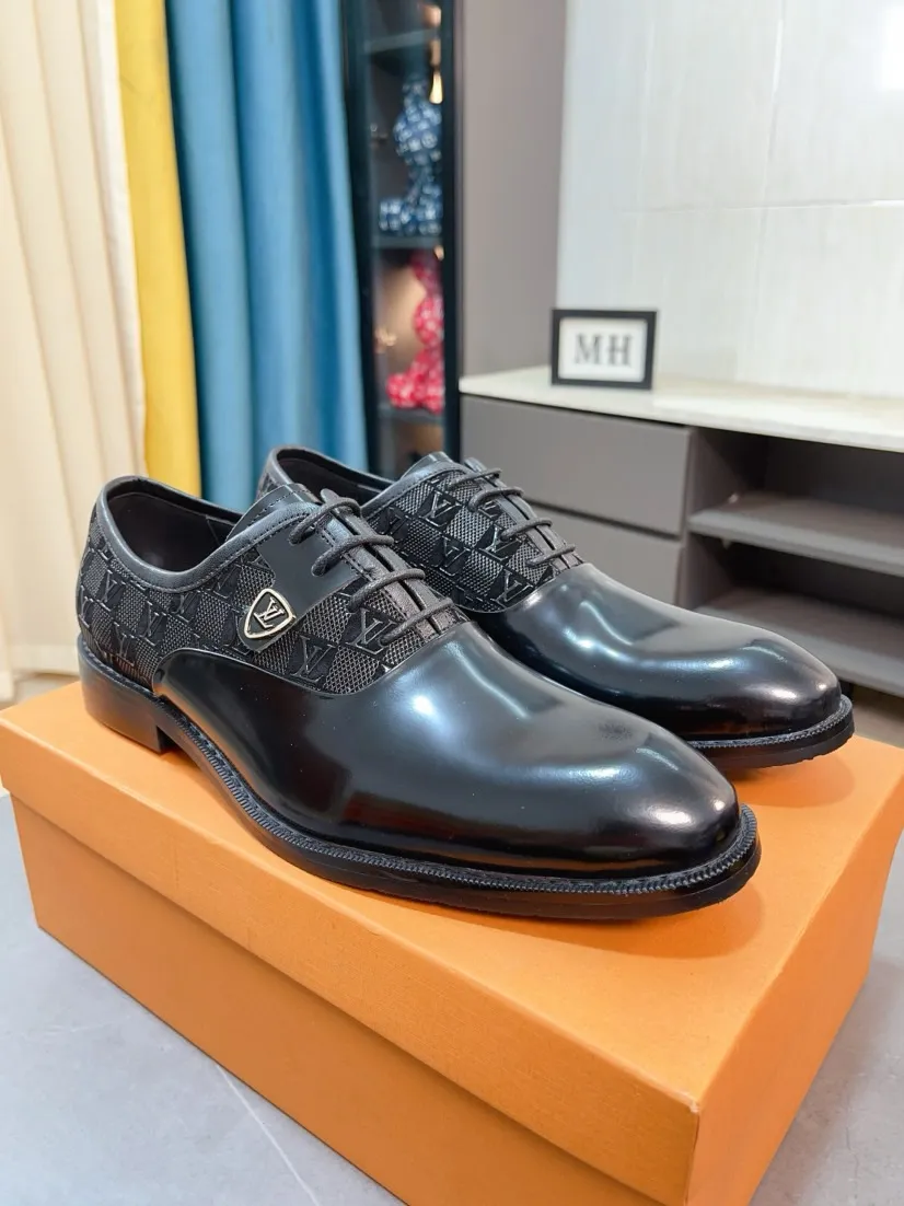 Men's men's shoes 💰520🌸🌸【LV Louis Vuitton】~ New product 🆕High-end original men's 🚹Business casual leather shoes, made of original cowhide open-edge bead fabric➕comfortable and soft cowhide lining➕cowhide insole, original LOGO rubber non-slip outsole. Code number: 38-44